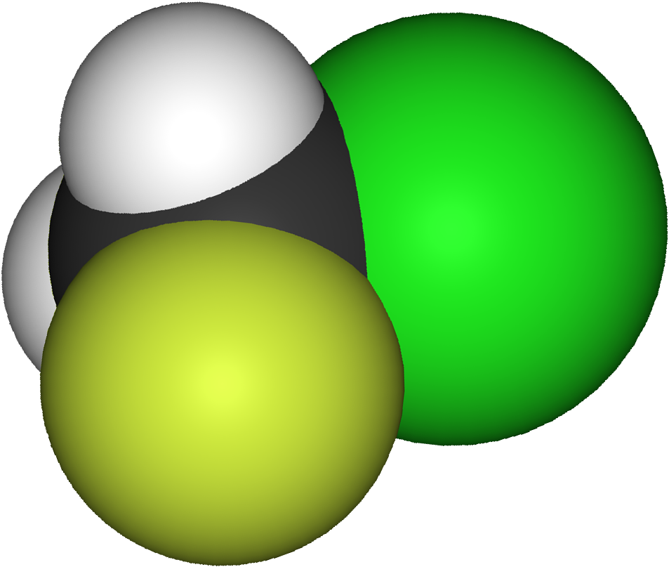 Chlorofluoromethane 3d Vdw - Hcfc (1100x897), Png Download