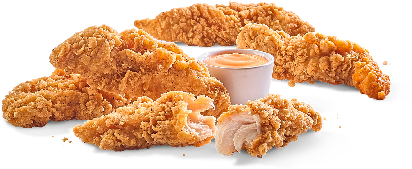Buffalo Wild Wings Chicken Tender Salad Without Dressing - Chicken Fingers (1368x855), Png Download