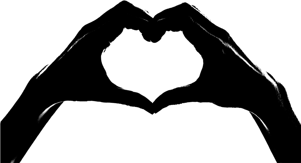 Hands Heart Png Transparent Background Image - Show Love Black And White (1000x824), Png Download