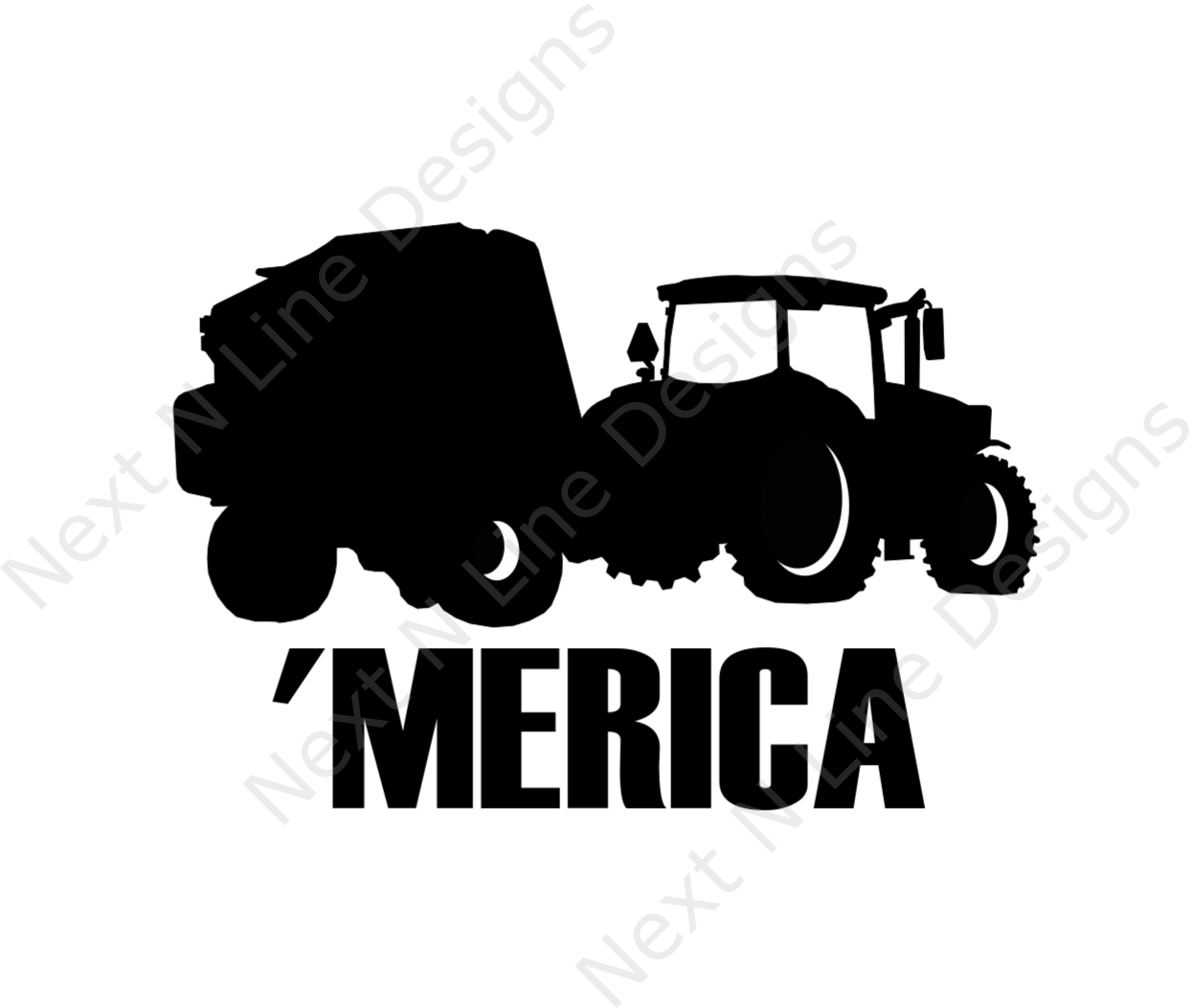 Farmer - 'merica Decal - Tractor And Baler Clipart (1248x1053), Png Download