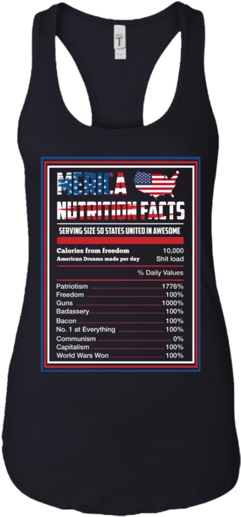 Patriotic Merica Nutrition Facts T Shirt America Flag - Shirt (1024x1024), Png Download
