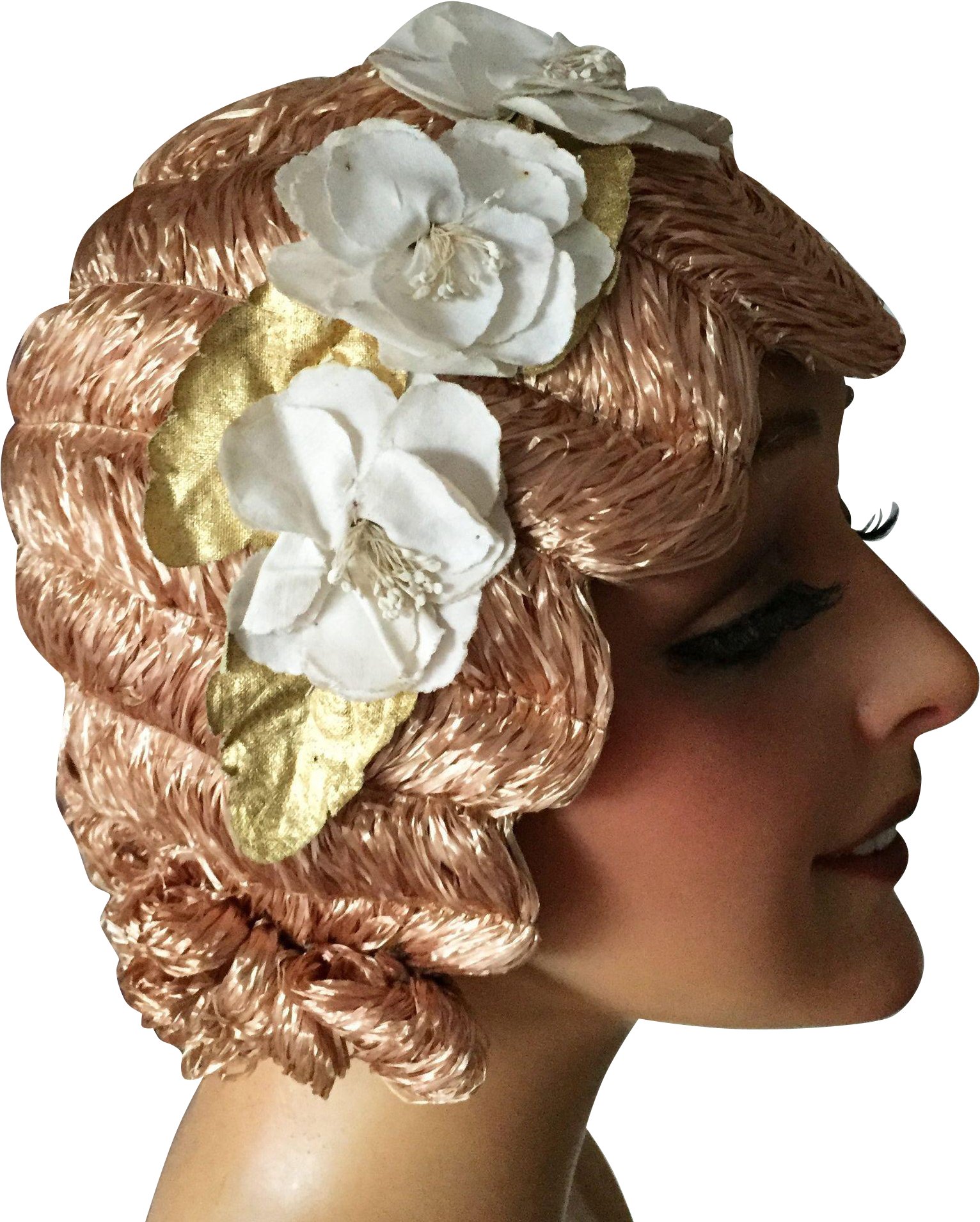 1920's Flapper Finger Wave Evening Wig Cloche Flower - Headpiece (1909x1909), Png Download