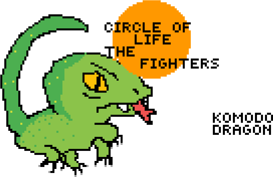 Komodo Dragon Circle Of Life The Fighters - 8 Bit Twitter (1057x700), Png Download