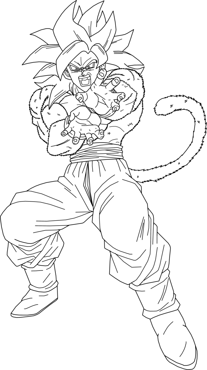 Super Saiyan 4 Goku Lineart By Brusselthesaiyan - Super Saiyan 4 Goku Drawing (668x1196), Png Download