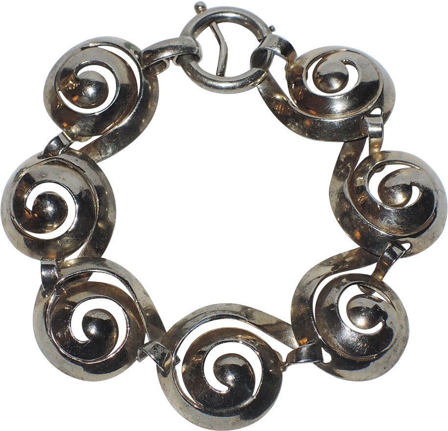 Napier 1940's Sterling Silver Swirl Bracelet ~ Book - Bracelet (914x914), Png Download