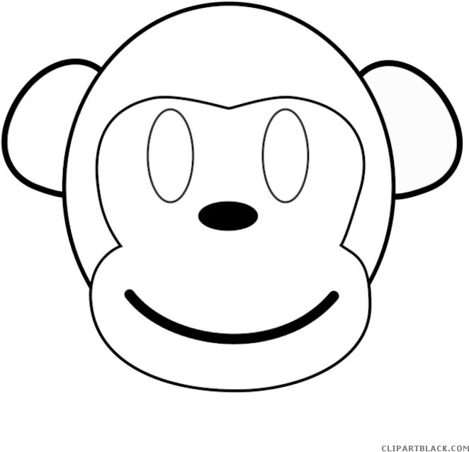 Png Black And White Outline Clipartblack Com Animal - Monkey Head Coloring Book (700x700), Png Download