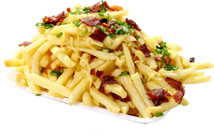 Batata Frita, Queijo, Cebolinha E Bacon - Fritas Com Bacon Png (800x600), Png Download