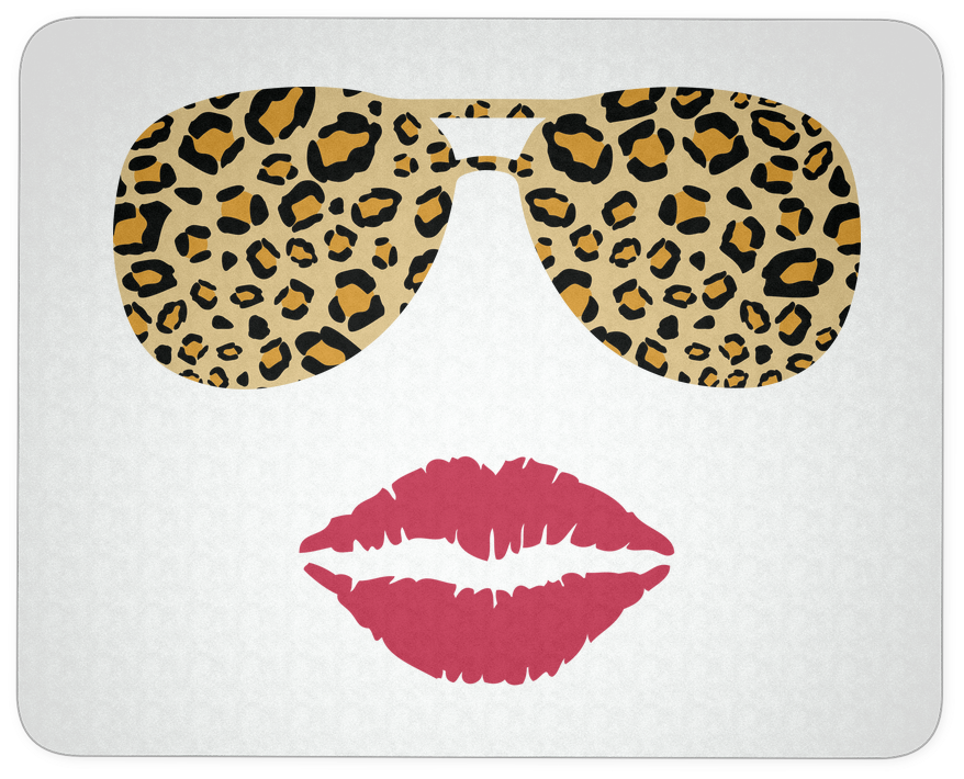 Leopard Sunglasses & Red Lipstick Lips Kiss White - Lips Clip Art (1024x1024), Png Download