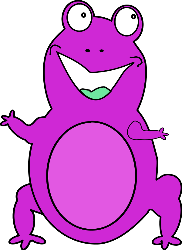 Frog Smiling Cartoon Funny Comic - Pink Animated Frog (600x821), Png Download