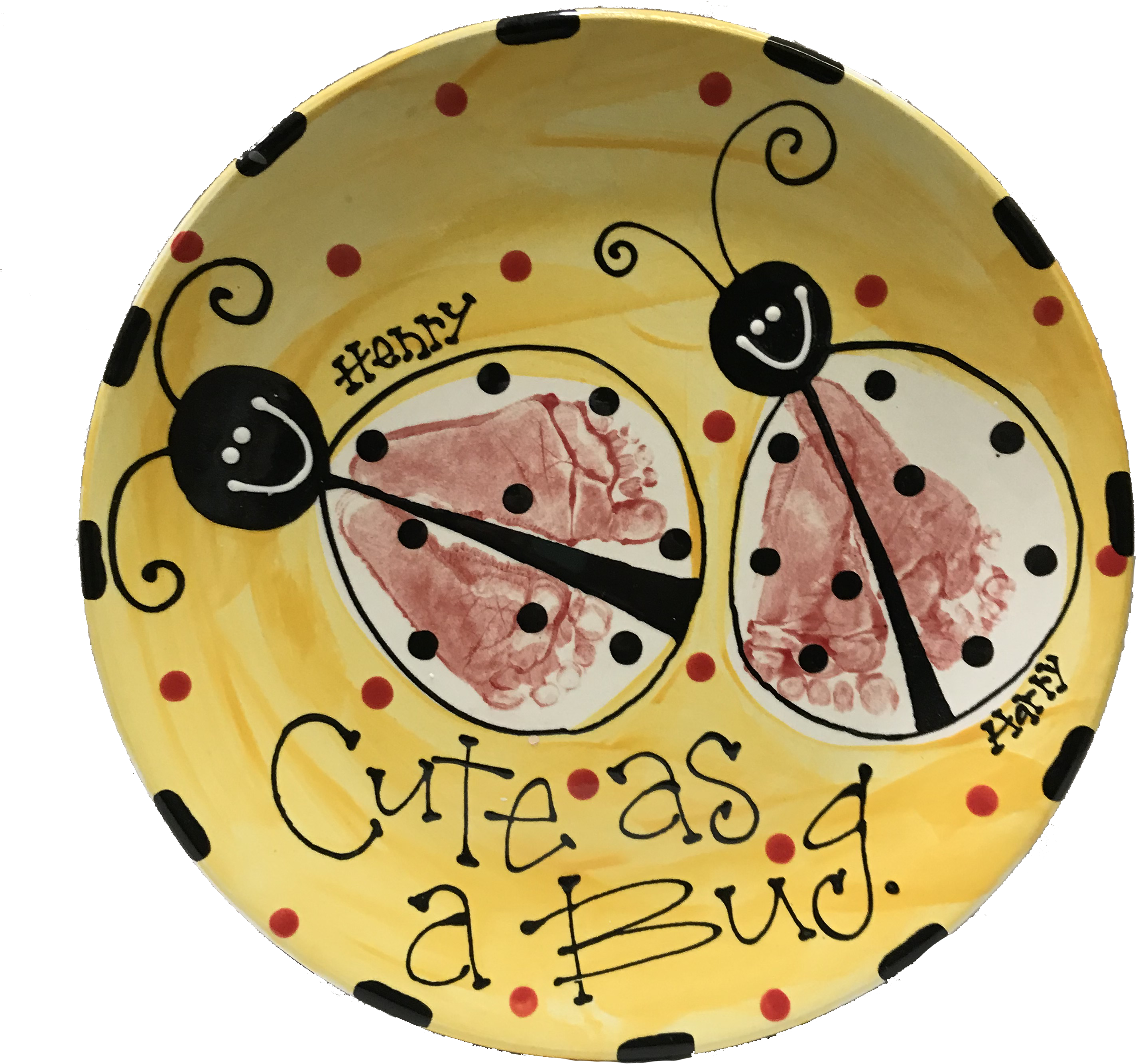 Cute As A Bug Lady Bug Hand Foot Prints - Circle (3024x2863), Png Download