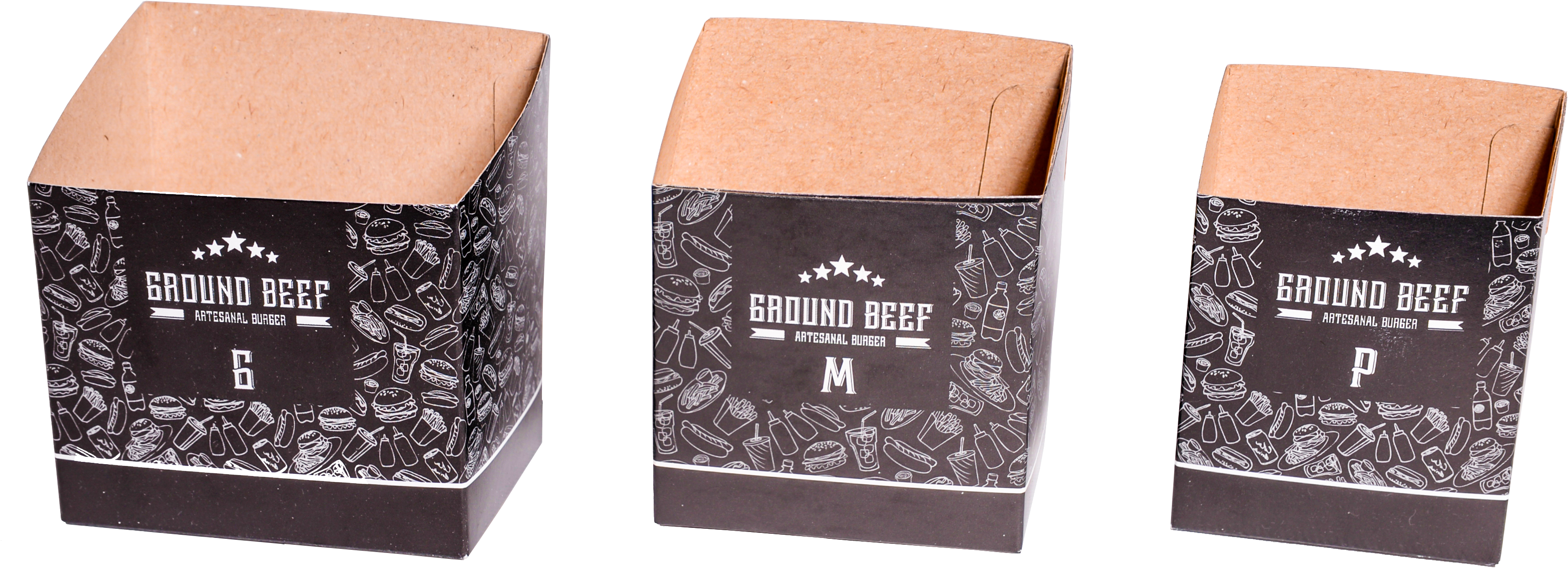 Caixa De Batata Frita Ground Beef - Box (3554x1460), Png Download
