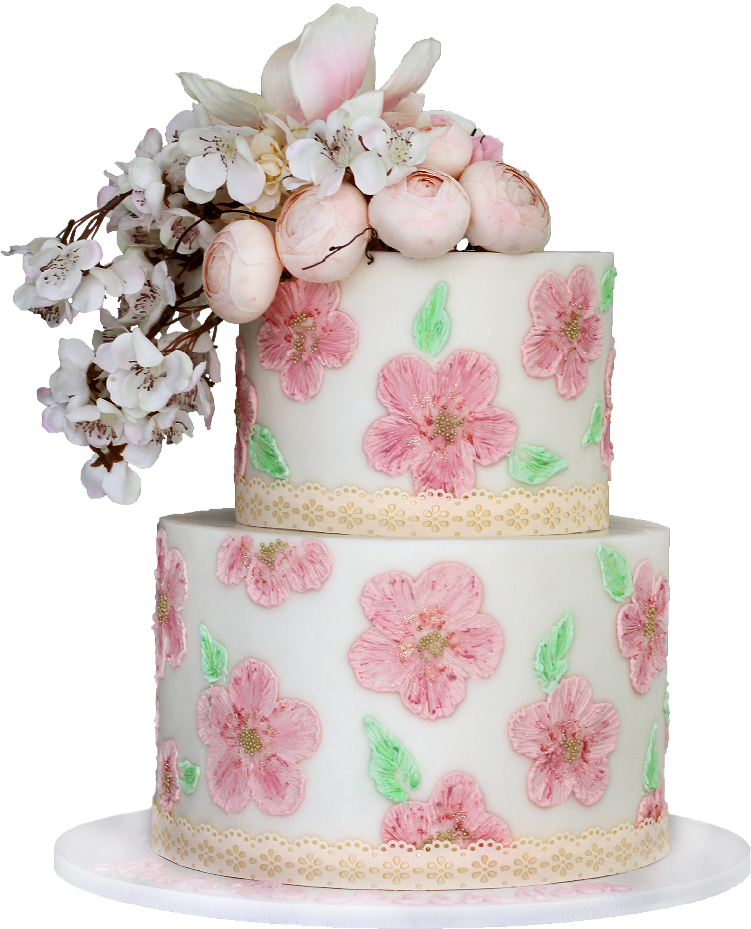 Flower Drawing Cake - Cake Decorating (1533x2300), Png Download
