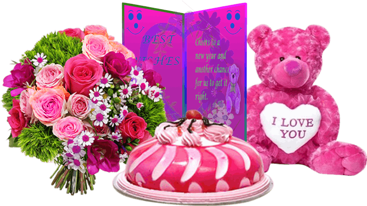 Pink Combo Gifts For Birthday - Garden Roses (829x578), Png Download