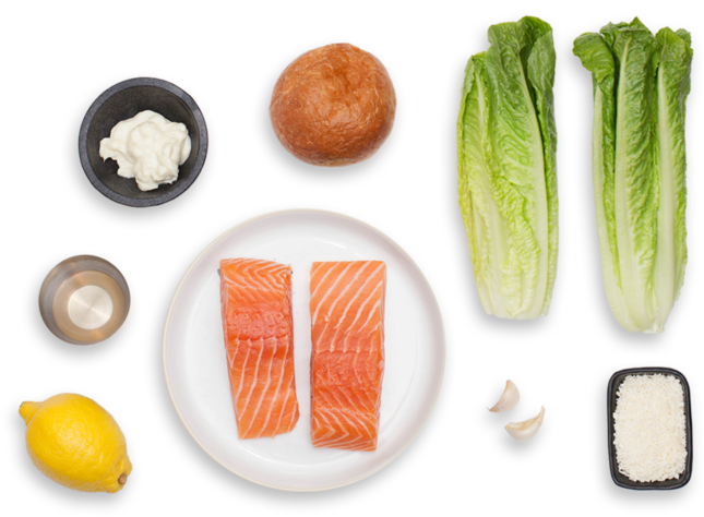 Salmon Caesar Salad With Homemade Sourdough Croutons - Lox (700x477), Png Download
