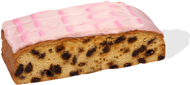Traditional Light Sultana Cake With Pink Icing And - Balfours Albert Cake (900x600), Png Download