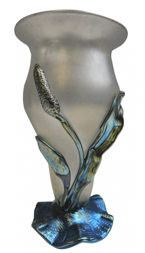 Loetz Vase With Applied Iridescent Blue “lily Pad And - Vase (1000x1000), Png Download