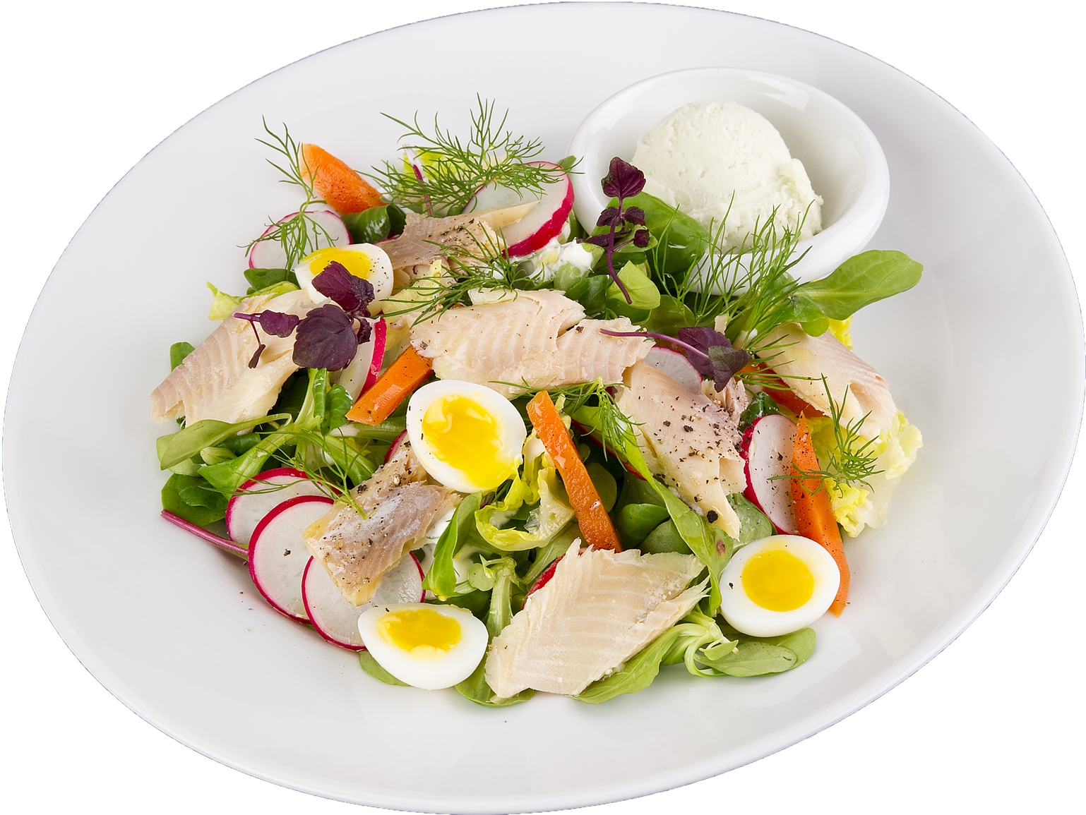 Salad With Fillet Of Smoked Trout, Lettuce, Radish, - Caesar Salad (1600x1200), Png Download