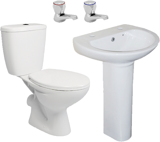 Contractors 4 Piece Set C/w Soft Close Seat - Sink (750x750), Png Download