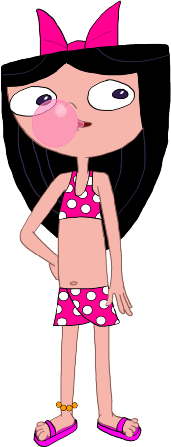 Isabella Blowing A Bubble Gum By Hdkyle - Phineas And Ferb Isabella Bikini (345x901), Png Download