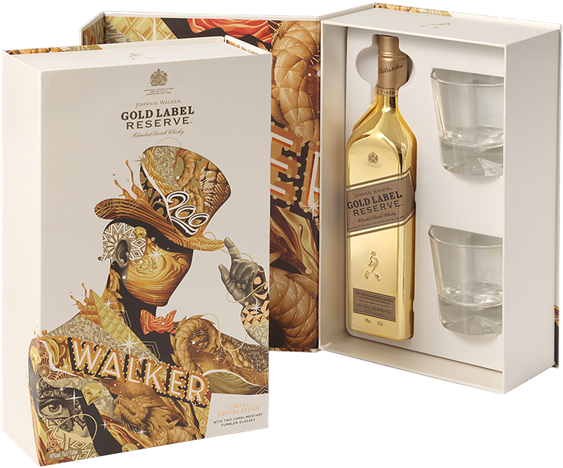 Picture Of Johnnie Walker Gold Reserve With 2 Tumblers - Tristan Eaton Johny Walker (600x600), Png Download