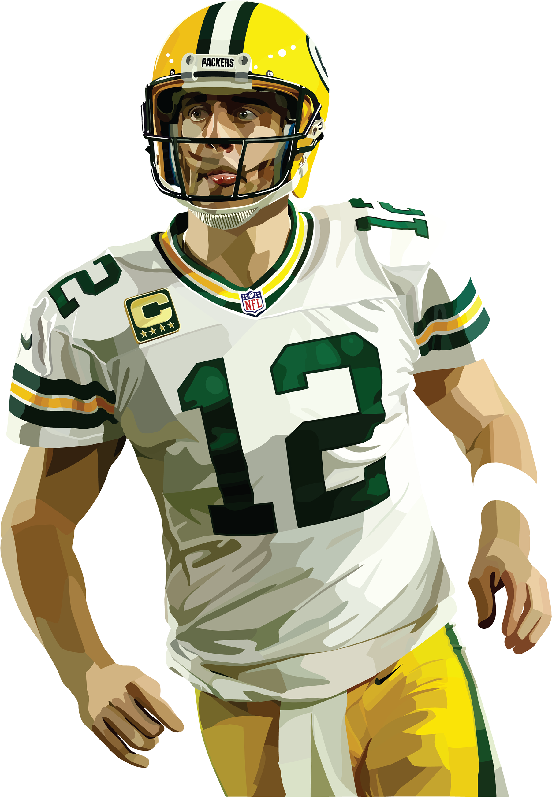 Illustration Of Nfl Player Aaron Rodgers Of The Green - Sprint Football (1920x2605), Png Download