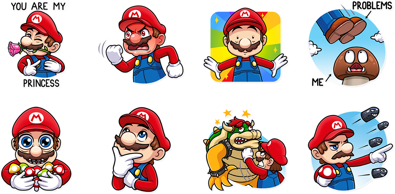 Add The Stickers On Telegram - Mario Stickers Telegram (1400x700), Png Download