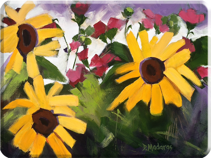 Three Sunflowers Small Cuttingboard - Gazania (1000x750), Png Download