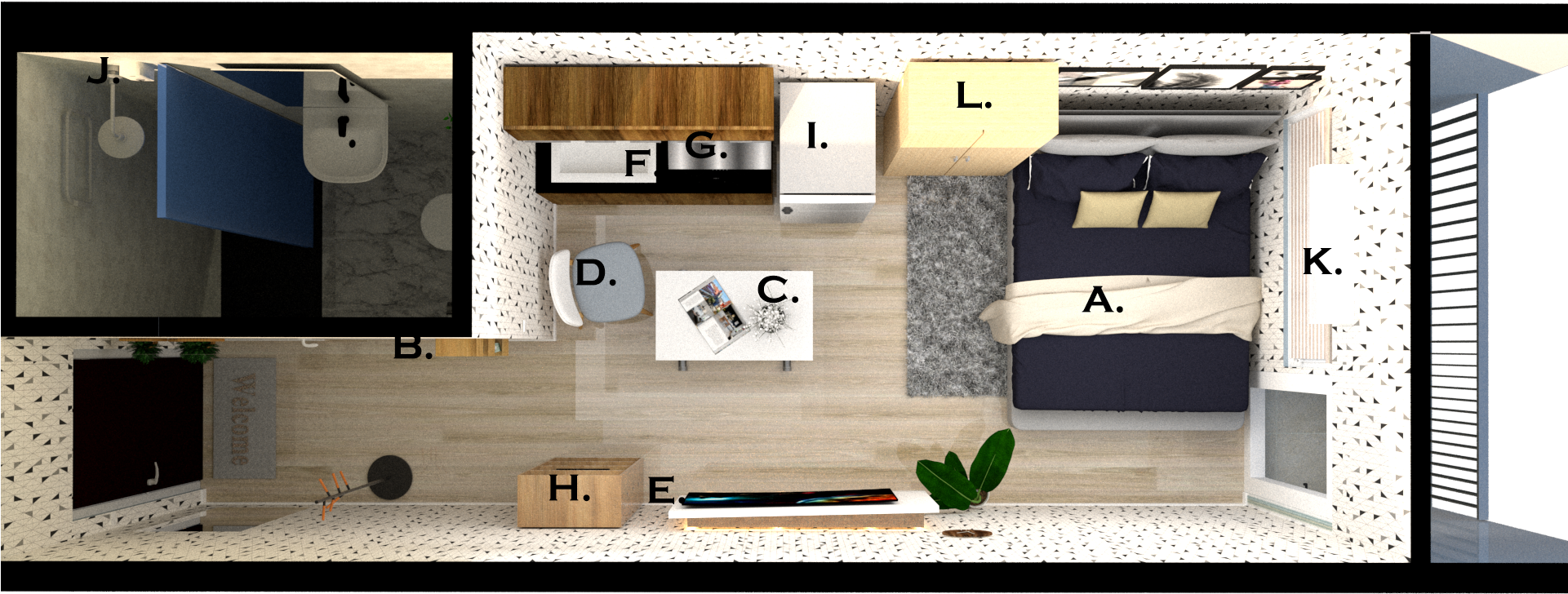 Storage Bed B - Interior Design (1920x1080), Png Download