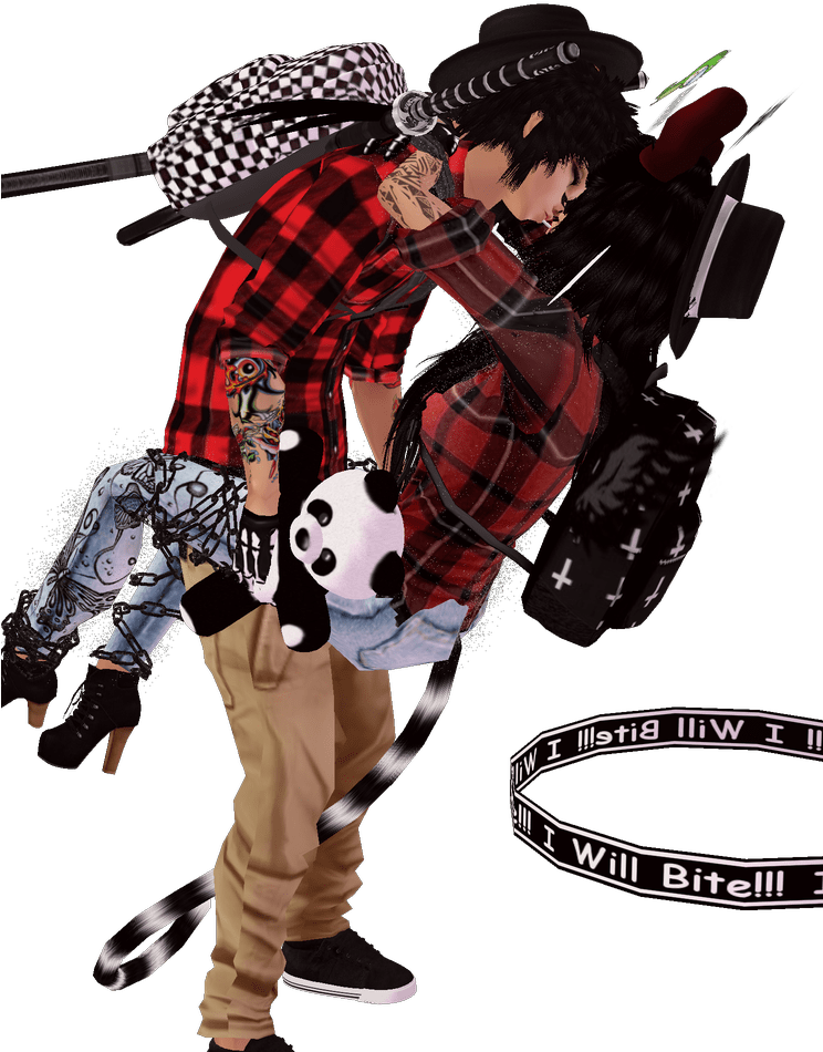 Captured Inside Imvu Join The Fun Kiss - Cartoon (743x1024), Png Download