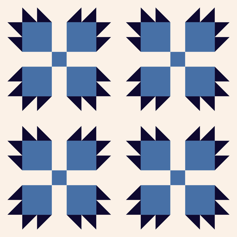 Bear Paw Blue On Cream - Bear Paw Free Quilt Pattern (800x800), Png Download