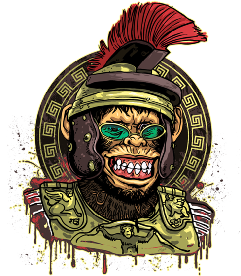 Cool T-shirt Featuring Caesar The Chimp Warrior Sporting - Illustration (630x630), Png Download