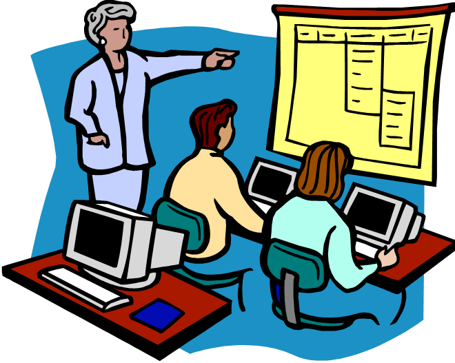 Technology Teacher Cliparts - Students Using Computers Cartoon (660x527), Png Download