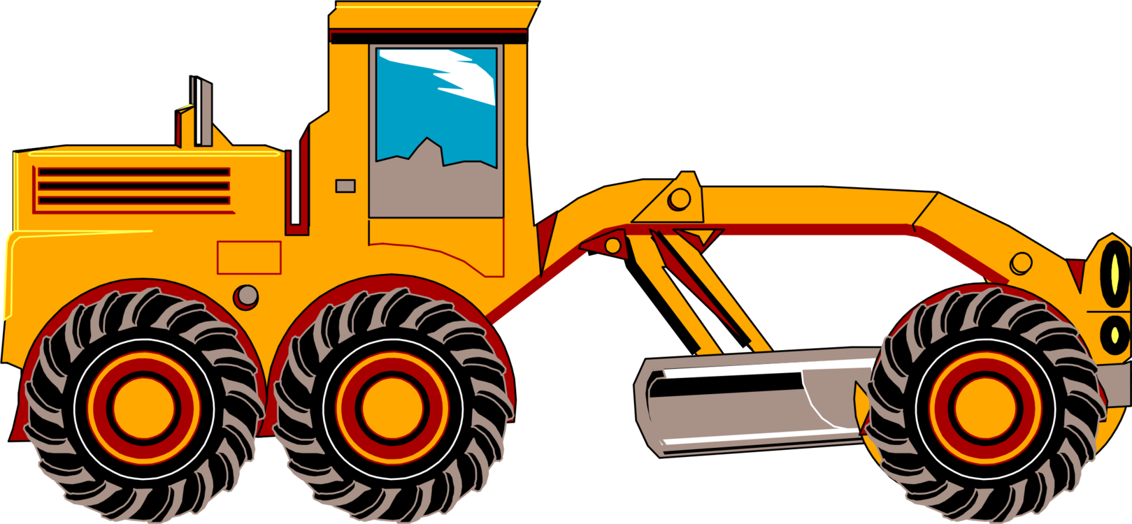 Grader Heavy Machinery Wheel Tractor-scraper Computer - Grader Clipart (1619x750), Png Download