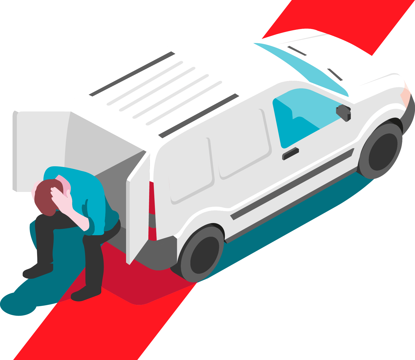 Man With Van That Has Been Broken Into - Compact Van (1600x1390), Png Download