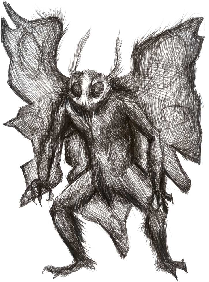 This Png File Is About Tv , Cartoon Software , Monkey - Mothman Drawing (785x1018), Png Download