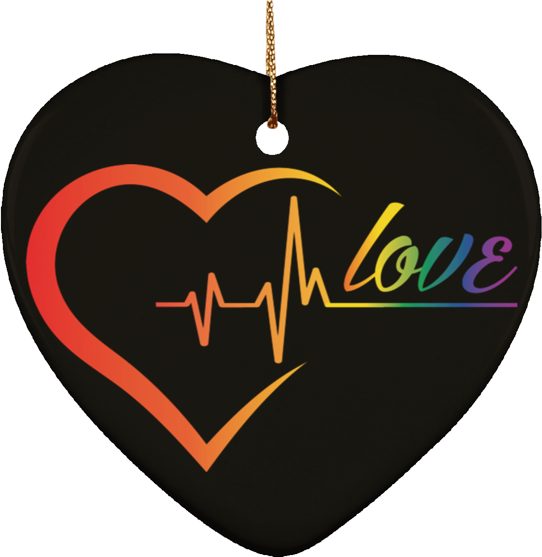 Rainbow Heartbeat Love Ceramic Christmas Ornament - Heart (1155x1155), Png Download
