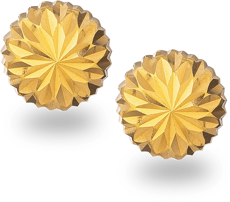 22ct Gold Flower Shaped Stud - Earrings (1000x1000), Png Download