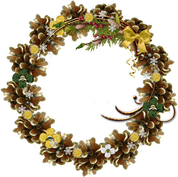 Gold Christmas Bow Png - Christmas Frame Circle Png (600x600), Png Download