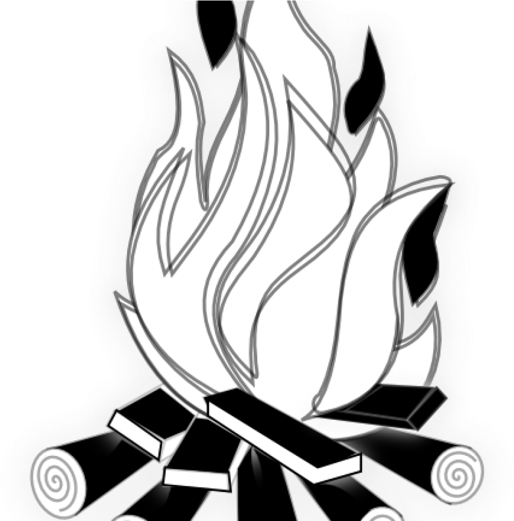 Fire Clipart Black And White Black And White Fire Clipart - Transparent Fire Clipart Black And White (1024x1024), Png Download
