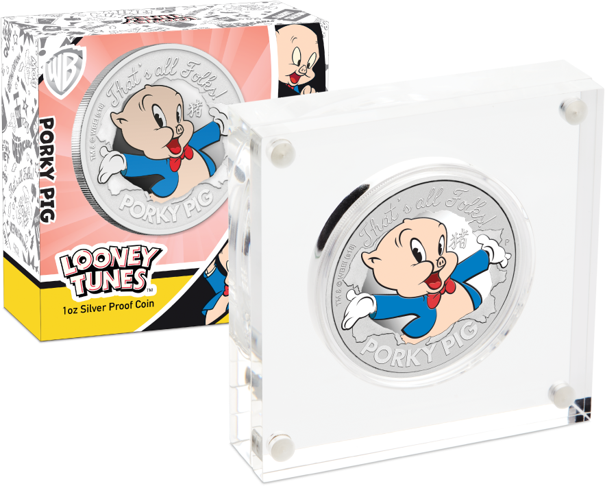 Silver Numis Looney Tunes Porky Pig 2019 1 Oz - Looney Tunes (1000x1000), Png Download