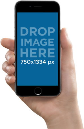 Mockup Template Of A Hand Holding An Iphone - Iphone (640x480), Png Download