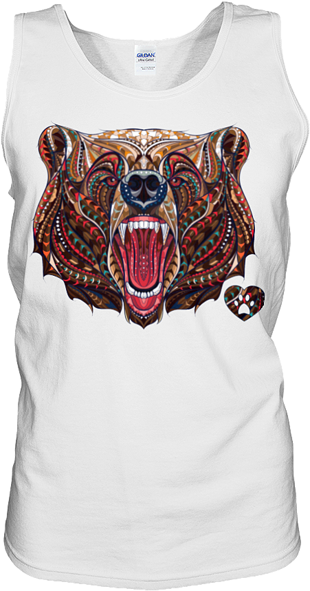 White Grizzly Bear Tank - Mosaic Bear Tattoo (900x1125), Png Download