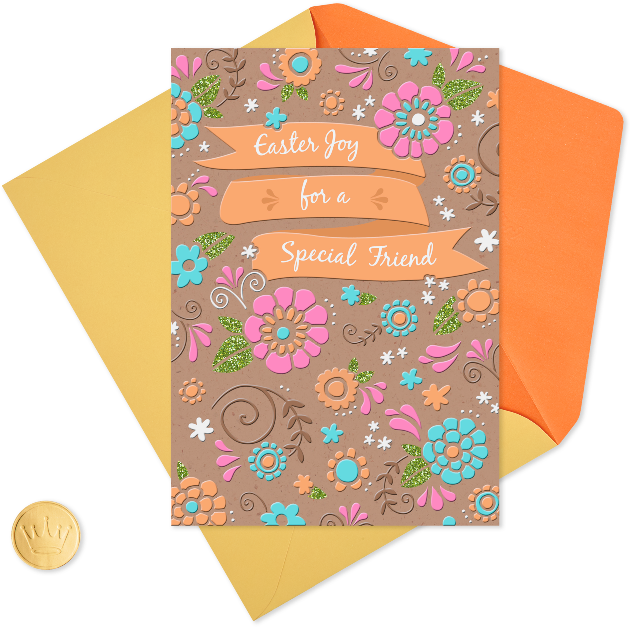 Colorful Flowers Religious Easter Card - Art Paper (1470x1470), Png Download