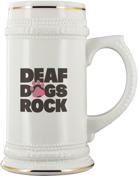 Deaf Dogs Rock White Ceramic Beer Stein Mug With Pink - Beer Stein (600x600), Png Download
