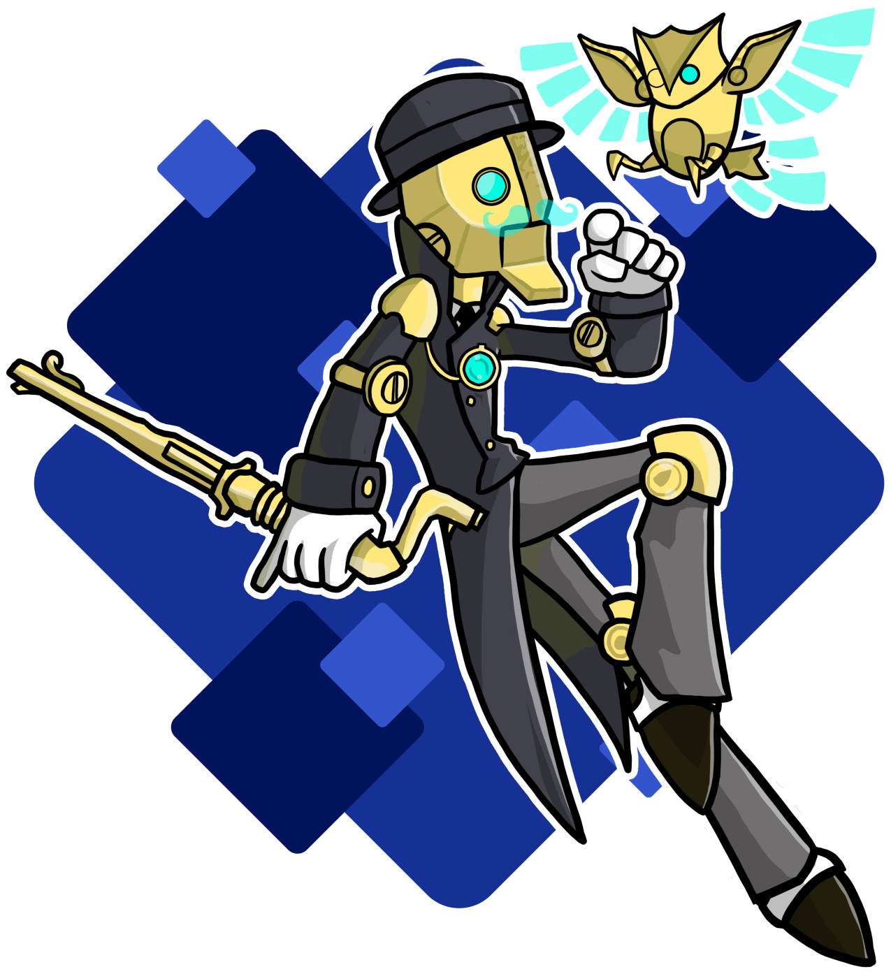 Marquis, From Battleborn, With Owl Attachment - Cartoon (1280x1810), Png Download