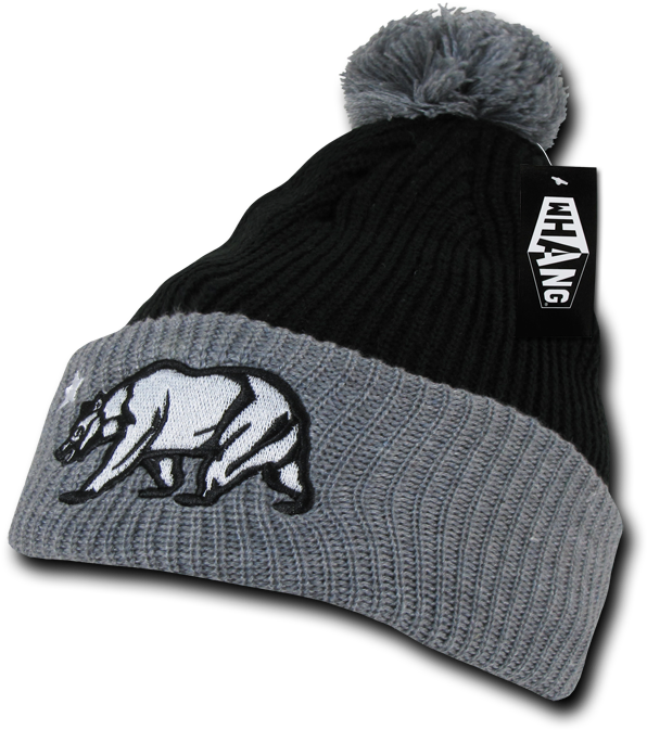 Whang California Republic Cali Bear Cuff Pom Rasta - Beanie (700x700), Png Download