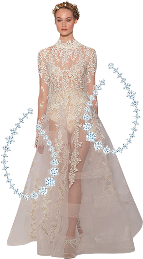 High Neckline & Statement Earrings - Gown (1200x600), Png Download