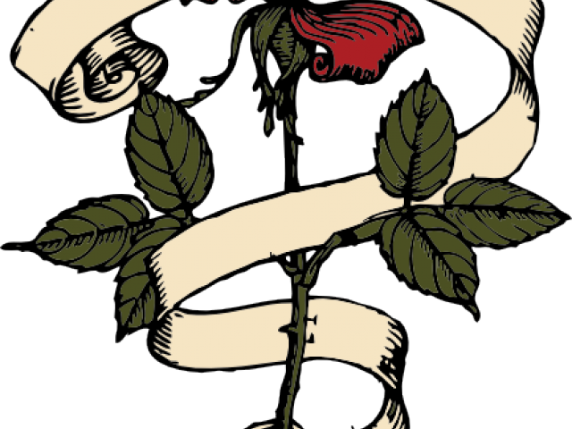 Heart With Wings Roses And Scroll Clip Art (640x480), Png Download