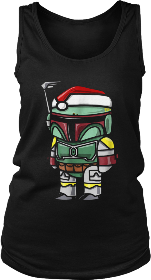 Star Wars Boba Fett Santa Hat Cartoon Style Graphic - Shirt (960x960), Png Download