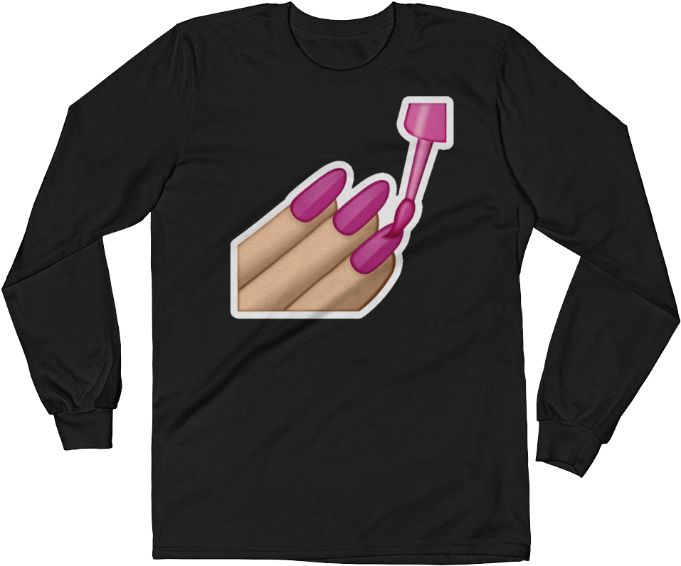 Men S Emoji Long Sleeve T Shirt Nail Polish Just Black - Infamous T Shirt (1000x1000), Png Download
